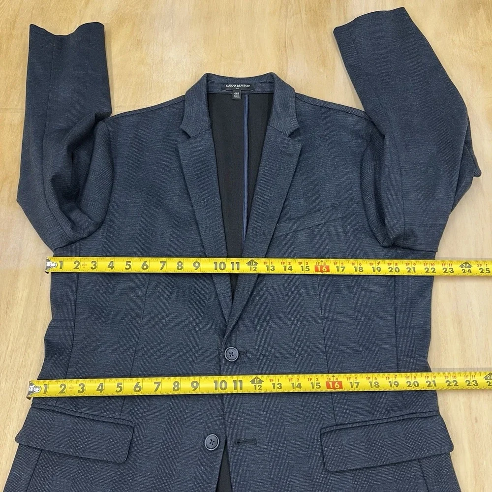 Banana Republic Blazer Mens 44R Slim Fit Jersey Poly Blend Stretch Dark Charcoal